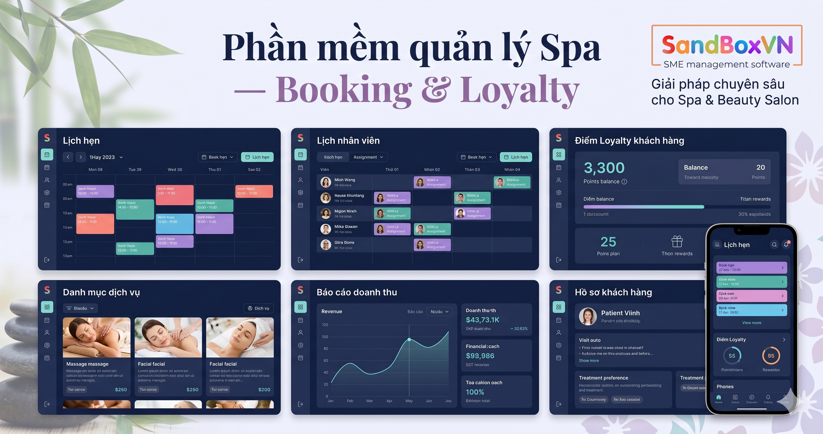 Phần mềm quản lý spa — Booking, loyalty, thu chi, khách hàng