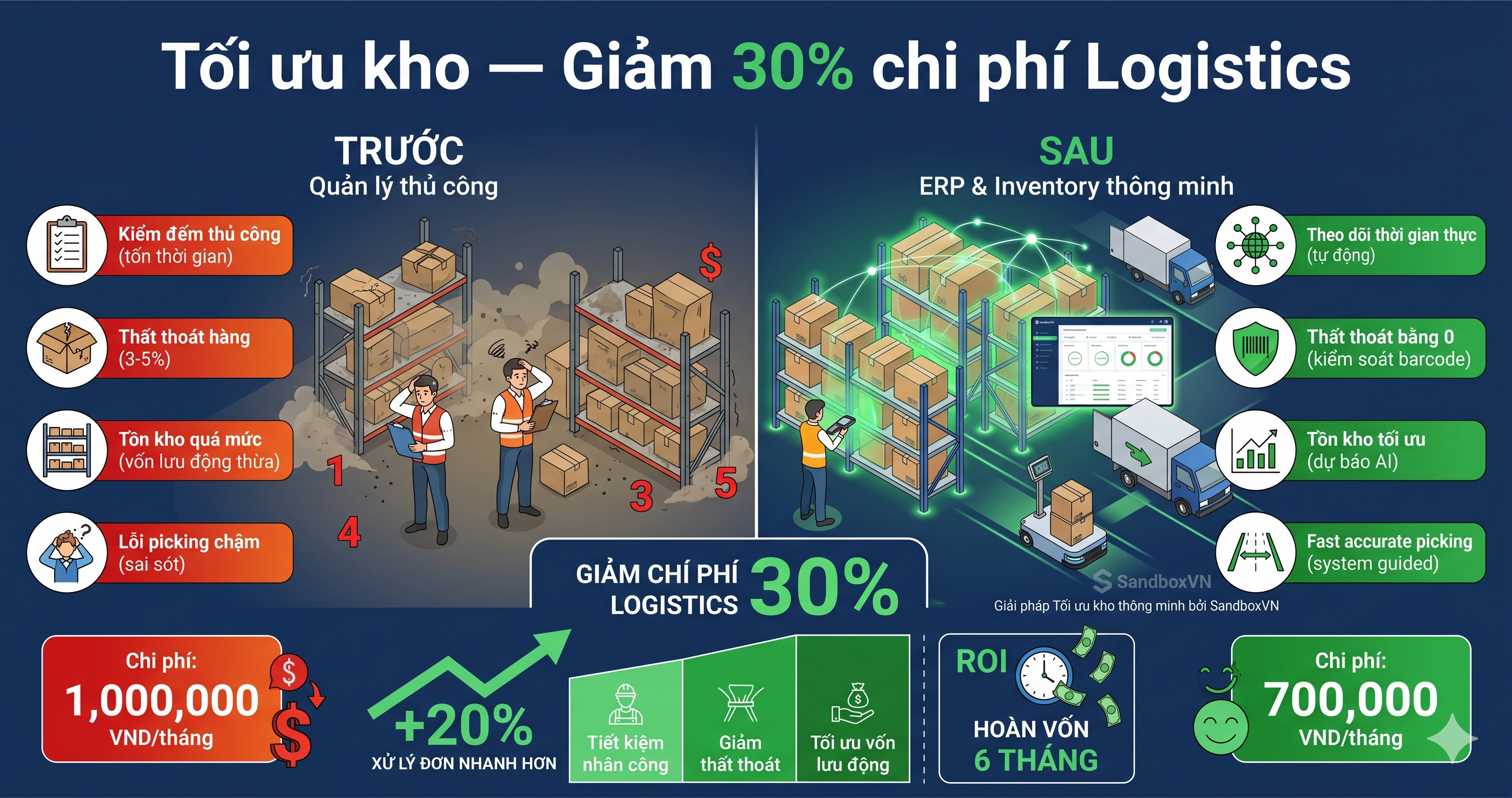 Tối ưu kho — giảm 30%